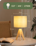 EDISHINE Tischlampe Vintage, Nachttischlampe Grün, Stativ Holz LED Tischleuchte, Retro Landhaus, E27 Lampe, Lampenschirm aus Leinen, für Deko Schlafzimmer, Wohnzimmer