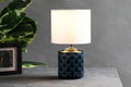 Pauleen 48022 Glowing Midnight Tischleuchte max. 20W Tischlampe für E14 Lampen Nachttischlampe Blau Weiß 230V Keramik/Stoff ohne Leuchtmittel