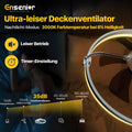 Ensenior Deckenventilator mit Beleuchtung, 50cm Deckenlampe mit Ventilator & Fernbedienung, 6 Geschwindigkeiten Leise, Stufenlos Dimmbar (3000K-6500K), Flaches Design für Schlafzimmer Büro - Weiß