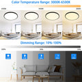 MOONSEA 48W LED Deckenleuchte Flach Dimmbar mit Fernbedienung, Ultra Dünn Deckenlampe Wohnzimmer, 3000-6500K Ø50cm, Deckenleuchte Dimmbar für Wohnzimmer Schlafzimmer Kinderzimmer Büro, Schwarz