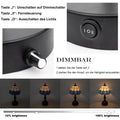 FSLiving Tiffany-Stil Tischlampe Kabellos Warmweißes, Wiederaufladbar Tischleuchte, Dimmbar Nachttischlampe mit Glasschirm und Fernbedienung für Nachttisch Esszimmer Schlafzimmer -TD0928