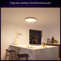 Philips Hue Devote Smart LED-Panel-Licht, weißes und farbiges Ambiente, rund 30 cm, 16,6 W, 2000 Lumen, weißer Rahmen für Innenbeleuchtung, Decke, Wohnzimmer, Küche, Flur
