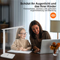 Jumoking Schreibtischlampe LED Dimmbar Augenschutz,Desk Lamp mit 5 Farben und 5 Helligkeitsstufen,Tischlampemit USB Ladeanschluss Touch Steuerung für Kinder, Schlafzimmer, Lektüre, Büros (White)