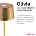 Zafferano, Olivia Pro Lampe mit Goldfarbenes Blatt, Tragbare und Wiederaufladbare Tischlampe mit Touch Control, Geeignet für Wohnzimmer und Außenbereich, Dimmer, 2700-3000 K, Höhe 35 cm
