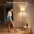AmazeFun LED Stehlampe, 156cm Stehlampe Wohnzimmer mit Beigen Leinen-Lampenschirm & Fußschalter, Moderne Stehlampen mit E27 Birne 3 Farbtemperatur für Wohnzimmer Schlafzimmer Büro