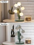 WLHONG Blume Tischlampe,5 Lilien Nachttischlampe,Vintage Grüne LED Blume Tischlampen,3 Farbmodi,Leselampe mit G4 LED-Lampe,geeignet für Schlafzimmer,Wohnzimmer,Büro,Wohnkultur (Vintage)