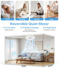 Nalezuns Deckenventilator mit Beleuchtung, 40cm LED Dimmbar Deckenbeleuchtung, App und Fernbedienung, Esszimmer lampe mit ventilator, 6-Gang, Timer, leise, Weiß