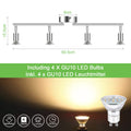 Unicozin LED Deckenleuchte, 4 Flammig Deckenstrahler Schwenkbar Chrom, Inkl. 4 x 4W GU10 LED Lampen, 400LM, Warmweiß, Deckenlampe Spot für Küche, Wohnzimmer, Schlafzimmer
