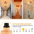 iDEGU Deckenleuchte Vintage Deckenlampe aus Holz und Eisen Käfig Design 20cm Lampenschirm E27 Beleuchtung Pendelleuchte Industrial Lampe für Flur Schlafzimmer Wohnzimmer Küche Eingang (Schwarz)