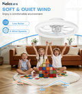 Nalezuns Deckenventilator mit Beleuchtung, 40cm LED Dimmbar Deckenbeleuchtung, App und Fernbedienung, Esszimmer lampe mit ventilator, 6-Gang, Timer, leise, Weiß