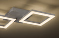 EGLO LED Deckenleuchte Huerta, Wohnzimmerlampe, 2 flammige Deckenlampe, Küchenlampe aus Metall in Silber, Kunststoff in Weiß, LED Schlafzimmerlampe warmweiß, L x B 33 cm