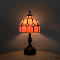 FSLiving Tiffany-Stil Tischlampe Kabellos Warmweißes,Rosa Wiederaufladbar Tischleuchte, Dimmbar Nachttischlampe mit Glasschirm und Fernbedienung für Nachttisch Esszimmer Schlafzimmer -B2CDTD