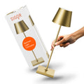 SIGOR Nuindie 2.0 - Dimmbare LED Akku-Tischlampe Indoor & Outdoor, IP54 spritzwassergeschützt, Höhe 38 cm, aufladbar mit USB-C, 12 h Leuchtdauer, goldfarben