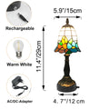FSLiving Tiffany-Stil Tischlampe Kabellos Warmweißes, Wiederaufladbar Tischleuchte, Dimmbar Nachttischlampe mit Glasschirm und Fernbedienung für Nachttisch Esszimmer Schlafzimmer -TD0789