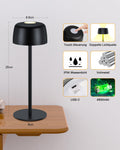TRUMPETS Kabellose Tischlampe Akku Dimmbar, Kleine Tischlampe Vollmetall 3 Farbtemperatur, Nachttischlampe Kabellos USB-C, IP54, H25cm,für Outdoor Nachttisch Esstisch Schreibtisch