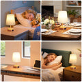 PreeOtti Nachttischlampe Touch Dimmbar, Tischlampe mit USB A+C-Ladefunktion