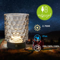 BRILONER - LED Tischlampe kabellos IP44 mit Glaskorpus, Touchdimmbar in Stufen, Akku & Lichtquelle tauschbar, Nachttischlampe, Dekolampe, Akku Tischleuchte, Wohnzimmer, Kinderzimmer, 15x11 cm, Grau