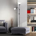Brilliant Spari Deckenfluter mit Leselampe schwarz, weiß – LED Stehlampe – 1,8 m Standleuchte – für LED-Leuchtmittel geeignet (E27 & E14 Fassung) – mit verstellbarem Lesearm