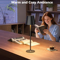 UPXNBOR LED Tischlampe Kabellos, Akku Tischleuchte Kabellos, Indoor und Outdoor Tischlampe Akku, 3-stufig dimmbares Warmlicht, IP54 Wasserdicht, Vollmetallgehäuse, Schwarz