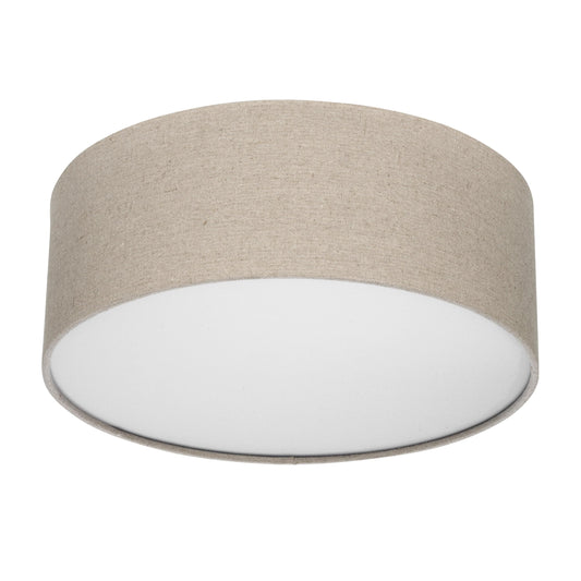 REV LED Deckenleuchte - Deckenlampe Schlafzimmer, Wohnzimmer & Küche rund 30cm mit Stoff-Lampenschirm im Vintage-Look, taupe