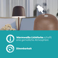 EGLO LED Außen-Tischlampe Mannera, Nachttischlampe Touch dimmbar, kabellose Outdoor Tischleuchte mit USB-Port, Metall in Rostbraun und Kunststoff Weiß, Lampe Schlafzimmer warmweiß, IP54