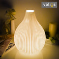 VOLIOS® Keramik Tischlampe ink. 6 Watt LED Birne I Dekolampe I Nachttischlampe I Tischleuchte weiß I beleuchtete Deko (Tropfen)