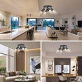 BOYIR Deckenstrahler LED Schwarz Deckenstrahler 4 Flammig Schwenkbar 350°Deckenleuchten Rund Küchenlampe Deckenleuchte GU10 Deckenlampe Spots Deckenleuchte für Schlafzimmer, Ohne Leuchtmittel
