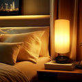 da LIGHT Nachttischlampe Weiß (ohne Glühbirnen), Tischlampe mit Kabelschalter, E27 Fassung, Lampenschirm aus Leinenstoff, Modern Tischleuchte für Schlafzimmer, Wohnzimmer, Schreibtisch, Kinderzimmer