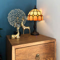 FSLiving Tiffany-Stil Tischlampe Kabellos Warmweißes,Rosa Wiederaufladbar Tischleuchte, Dimmbar Nachttischlampe mit Glasschirm und Fernbedienung für Nachttisch Esszimmer Schlafzimmer -B2CDTD