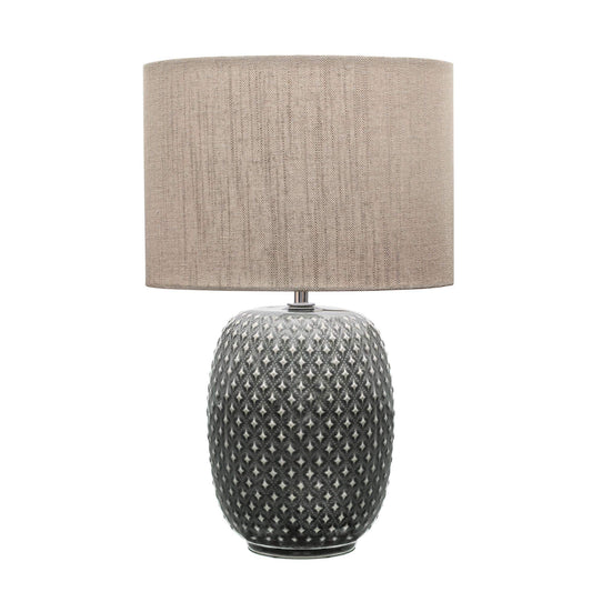 Pauleen 48153 Pretty Classy Tischleuchte Keramik Tischlampe mit Stoffschirm hell Beige max60W E27 Dunkelgrau/Beige 230V Keramik