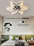 Leise Deckenventilator mit Light, Deckenventilator mit Fernbedienung und Beleuchtung Ventilatorlicht APP Dimmbare Farbe Helligkeit 70W Kreative Acryl- Blumenform Deckenleuchte mit Ventilator (Schwarz)