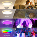 LEZOE 18W RGB LED Deckenleuchte Dimmbar mit Fernbedienung, 1800LM LED Deckenlampe Dimmbar RGB Farbwechsel, 3000K-6500K IP54 Flach Panel für Wohnzimmer Schlafzimmer Kinderzimmer Küche Bad φ22x2.5cm