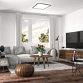 B.K.Licht - LED Deckenlampe mit indirektem Licht, ultraflach, neutralweiße Lichtfarbe, LED Panel, Deckenleuchte, Lampe, Wohnzimmerlampe, Schlafzimmerlampe, Küchenlampe, 42x42x2,9 cm, Schwarz