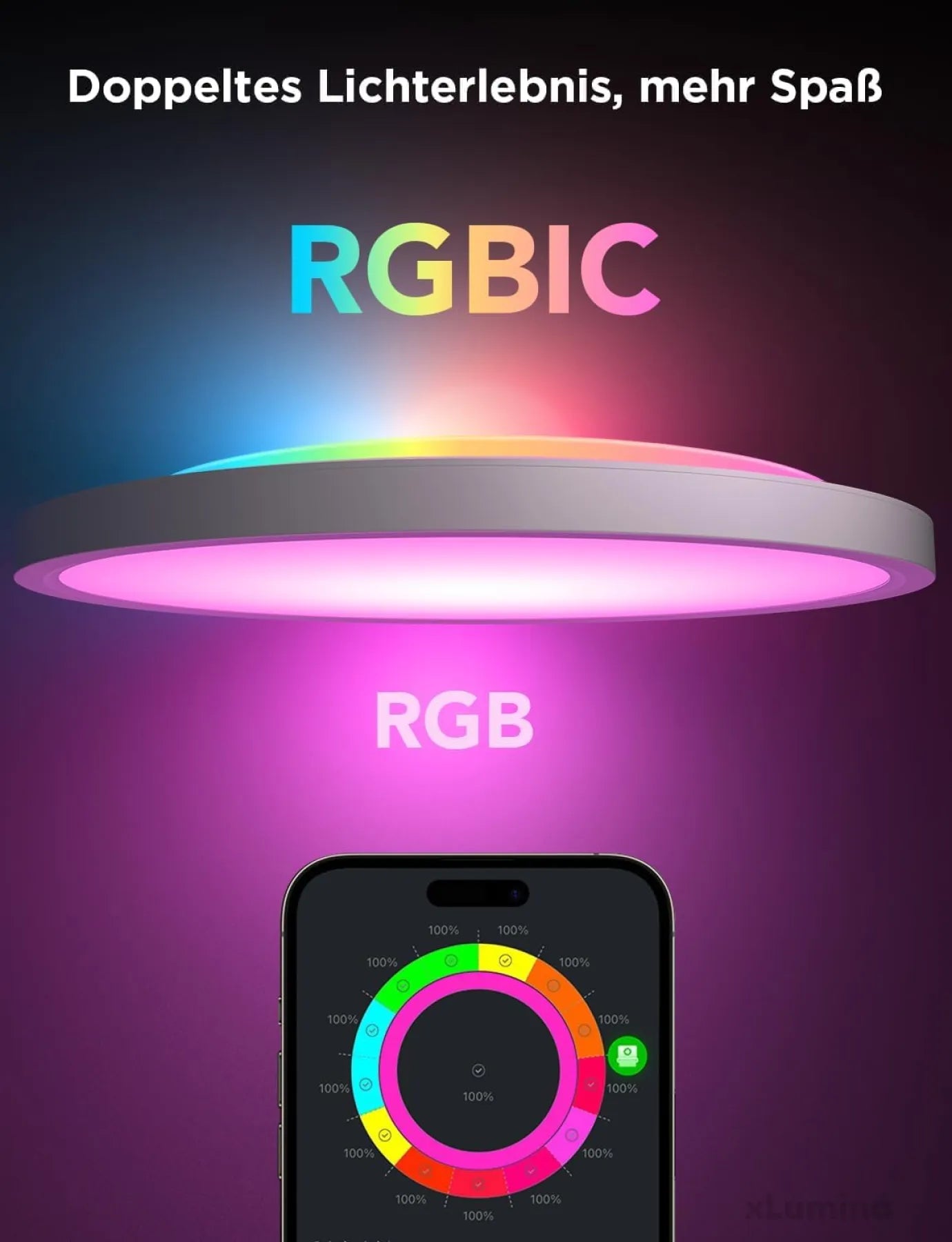 Govee Deckenleuchte RGBIC Smart 24W Ø30cm Led Deckenleuchte dimmbar Deckenlampe Led mit 16 Millionen DIY Farben