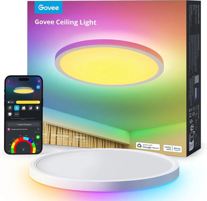 Govee Deckenleuchte RGBIC Smart 24W Ø30cm Led Deckenleuchte dimmbar Deckenlampe Led mit 16 Millionen DIY Farben