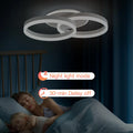 LED Deckenlampe Wohnzimmer 50cm 2-Ringe Design 36W Deckenleuchte Moderne mit Fernbedienung Dimmbar aus Metall