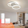 LED Deckenlampe Wohnzimmer 50cm 2-Ringe Design 36W Deckenleuchte Moderne mit Fernbedienung Dimmbar aus Metall